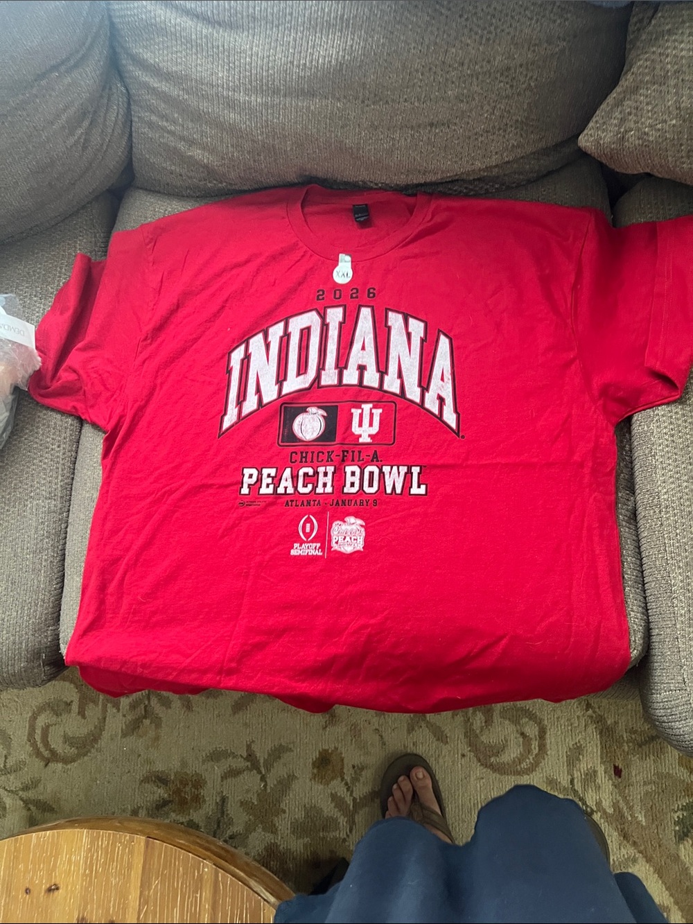 Gildan Red Indiana IU 2026 Peach Bowl Graphic Tee xxl